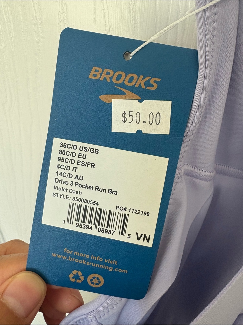 Brooks Women’s High-Neck Sports Bra - Lavender - Picture 4 of 5